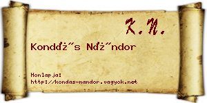 Kondás Nándor névjegykártya