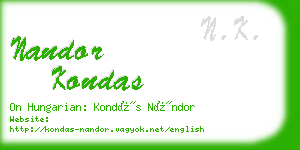 nandor kondas business card